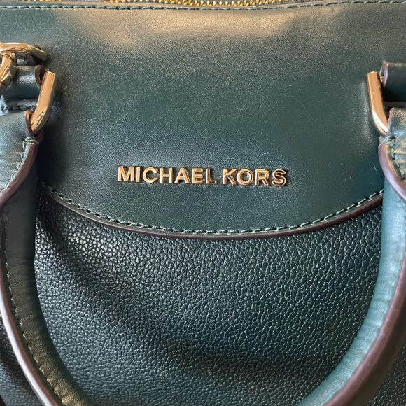 Michael Kors Maya Pebbled Leather Satchel Amazon Green - Picture 3 of 12
